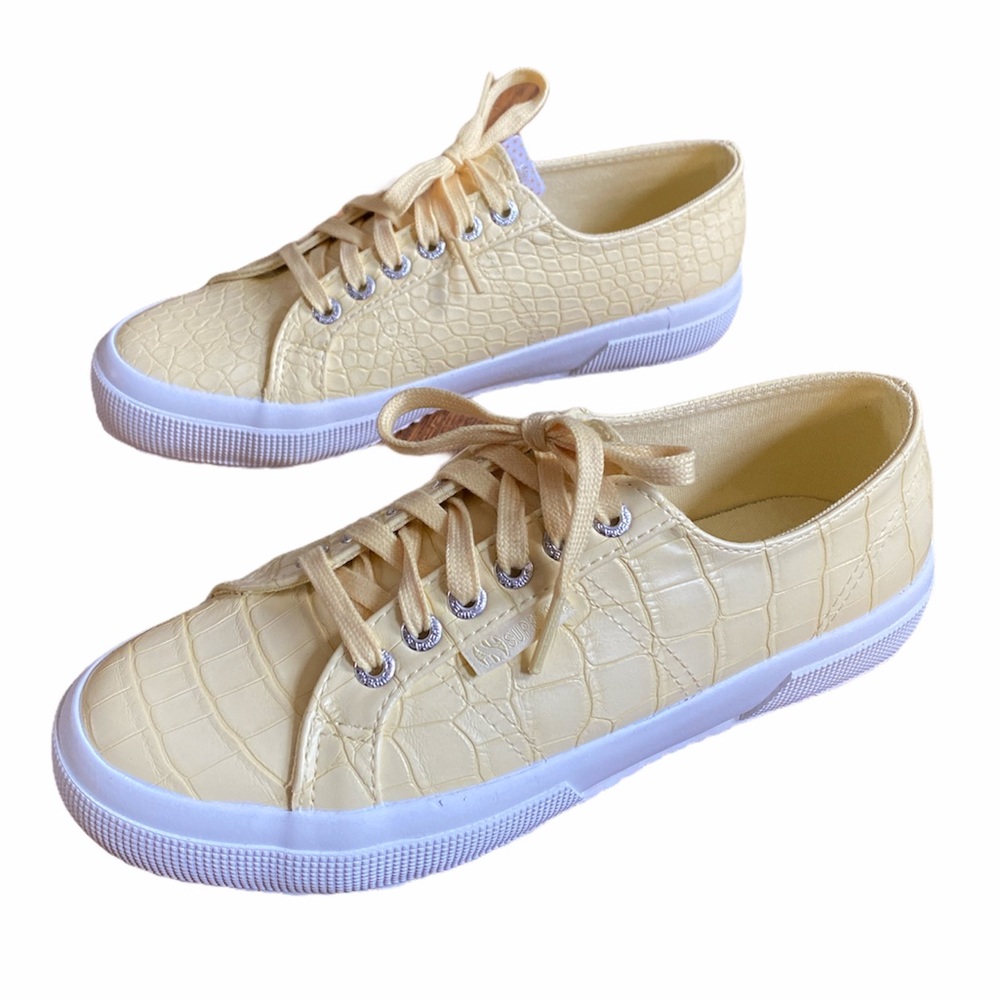 Superga croc emboss sneaker yellow 6.5 7 7.5 8 NWT - Picture 3 of 16